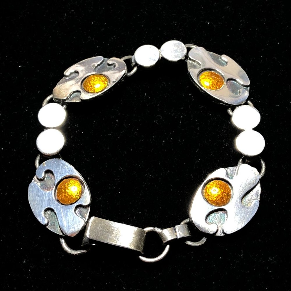 Handcrafted Silver Bracelet w Copper Accents